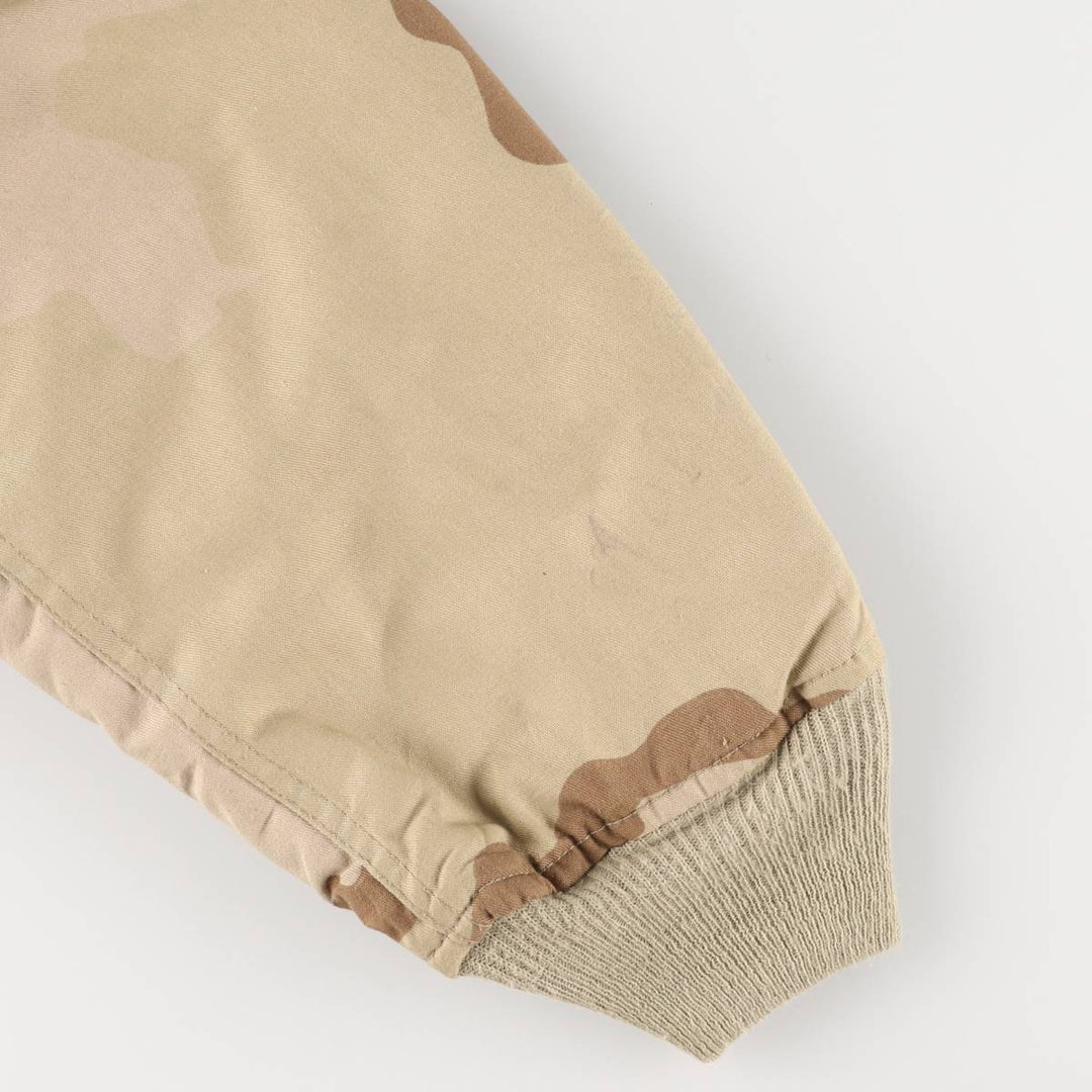 Alpha MA-1 Type Camouflage Pattern 3C Desert Camo Padded Military Flight Jacket, Made in USA, Men's Size XL polyester Khaki type brown Vintage Second Hand