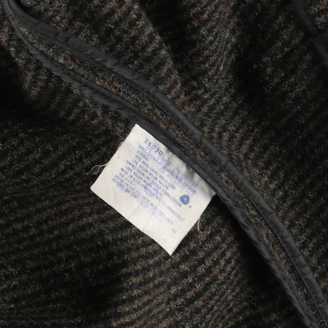 WOOLRICH All-Over Print Wool Long Coat, Made in USA, Men's Size L, Vintage wool Khaki type brown Vintage Second Hand