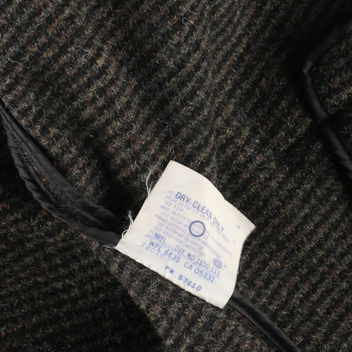 WOOLRICH All-Over Print Wool Long Coat, Made in USA, Men's Size L, Vintage wool Khaki type brown Vintage Second Hand