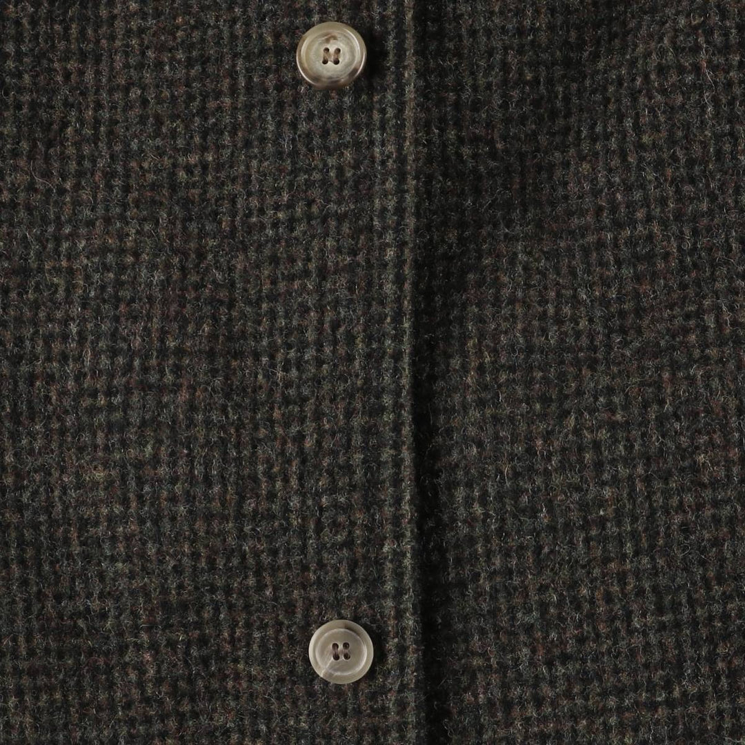 WOOLRICH All-Over Print Wool Long Coat, Made in USA, Men's Size L, Vintage wool Khaki type brown Vintage Second Hand