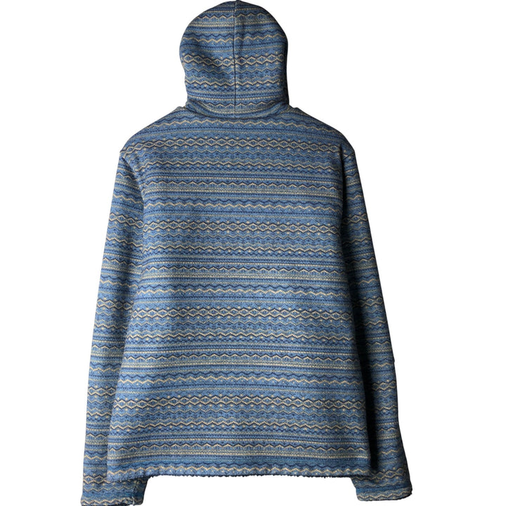 The North Face All-Over Print Reversible Fleece Full-Zip Hoodie, Men's Size L polyester navy blue type Vintage Second Hand