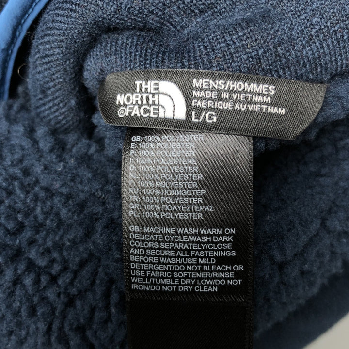 The North Face All-Over Print Reversible Fleece Full-Zip Hoodie, Men's Size L polyester navy blue type Vintage Second Hand