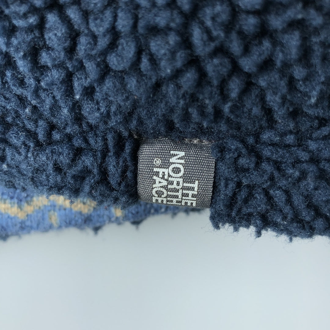 The North Face All-Over Print Reversible Fleece Full-Zip Hoodie, Men's Size L polyester navy blue type Vintage Second Hand