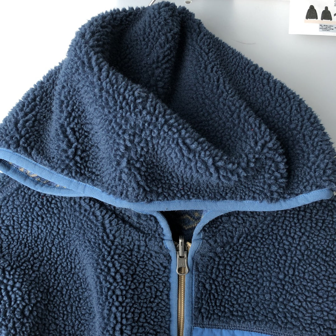 The North Face All-Over Print Reversible Fleece Full-Zip Hoodie, Men's Size L polyester navy blue type Vintage Second Hand