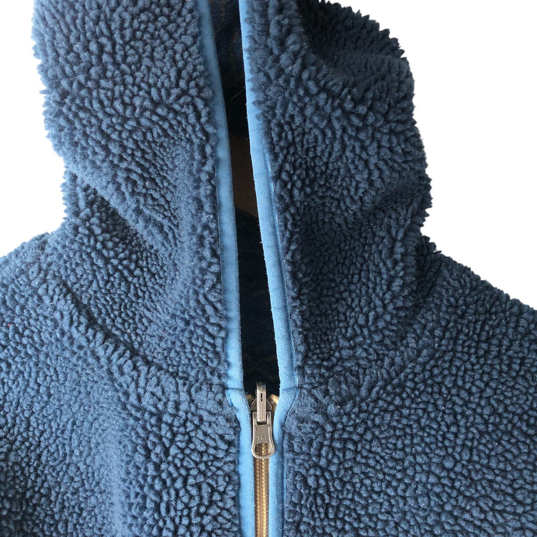 The North Face All-Over Print Reversible Fleece Full-Zip Hoodie, Men's Size L polyester navy blue type Vintage Second Hand