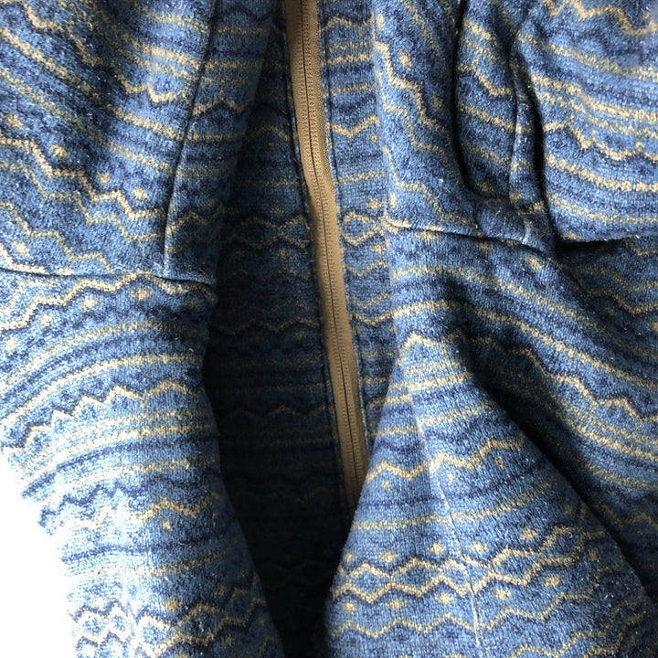 The North Face All-Over Print Reversible Fleece Full-Zip Hoodie, Men's Size L polyester navy blue type Vintage Second Hand