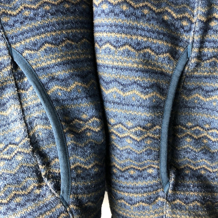 The North Face All-Over Print Reversible Fleece Full-Zip Hoodie, Men's Size L polyester navy blue type Vintage Second Hand