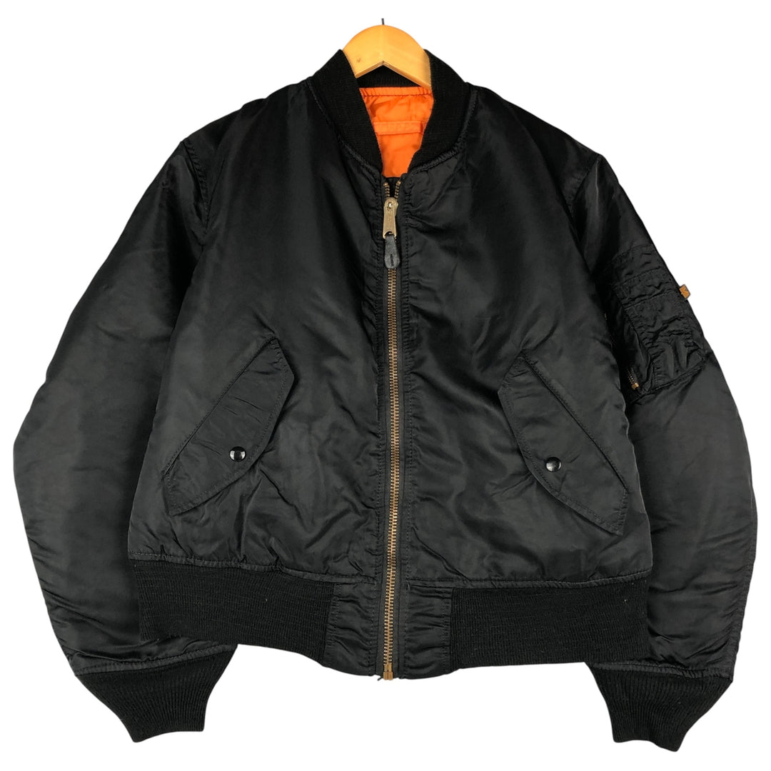 90'S civilian Alpha MA-1 style padded military flight jacket, made in the USA, men's size M, vintage Nylon black type Vintage Second Hand