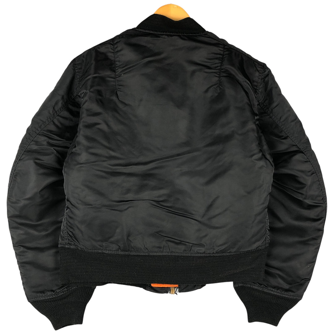 90'S civilian Alpha MA-1 style padded military flight jacket, made in the USA, men's size M, vintage Nylon black type Vintage Second Hand