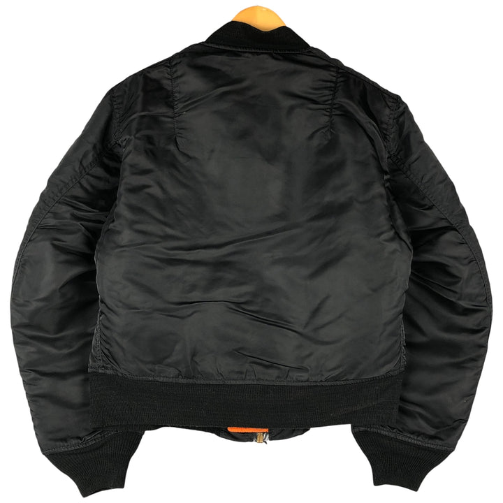 90'S civilian Alpha MA-1 style padded military flight jacket, made in the USA, men's size M, vintage Nylon black type Vintage Second Hand