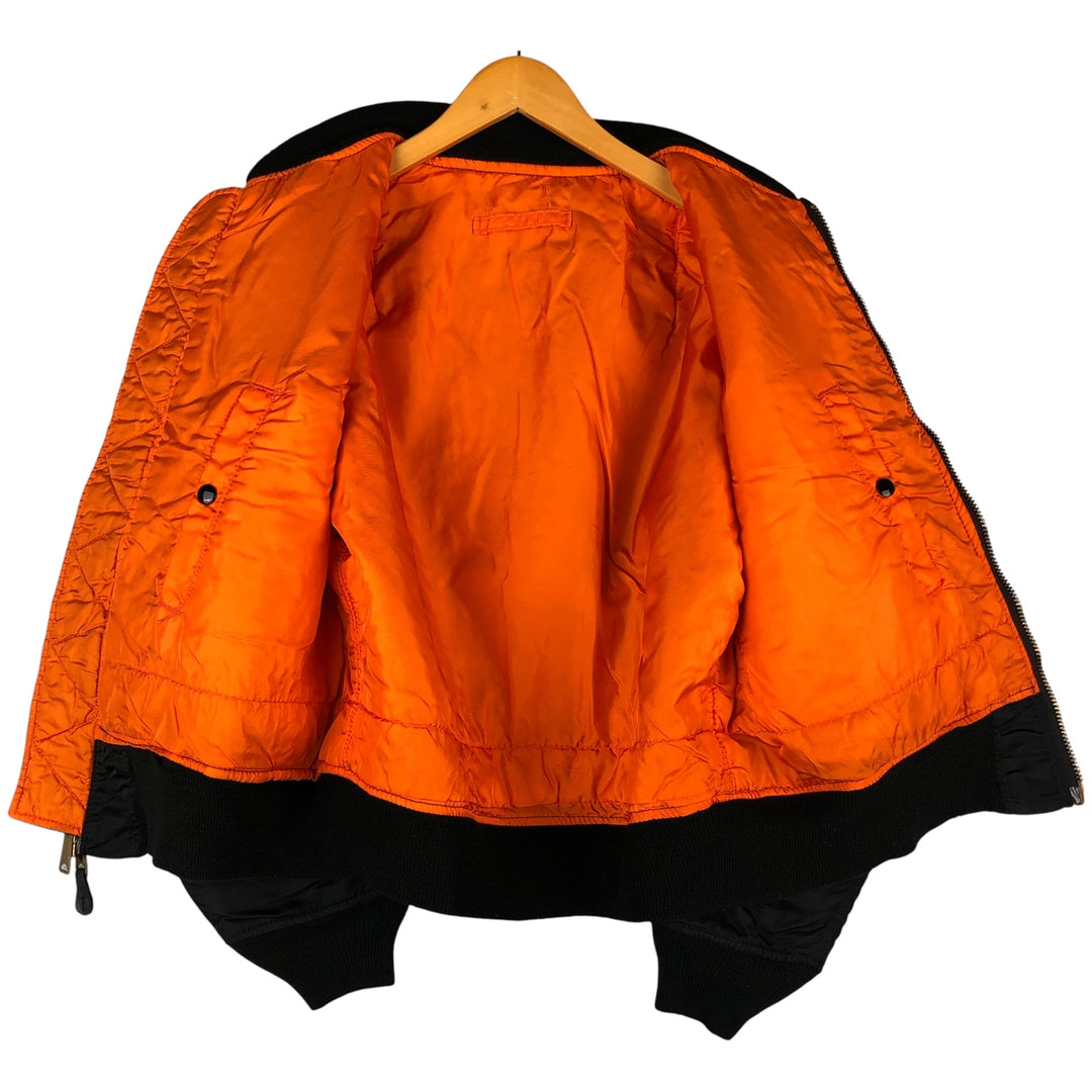 90'S civilian Alpha MA-1 style padded military flight jacket, made in the USA, men's size M, vintage Nylon black type Vintage Second Hand