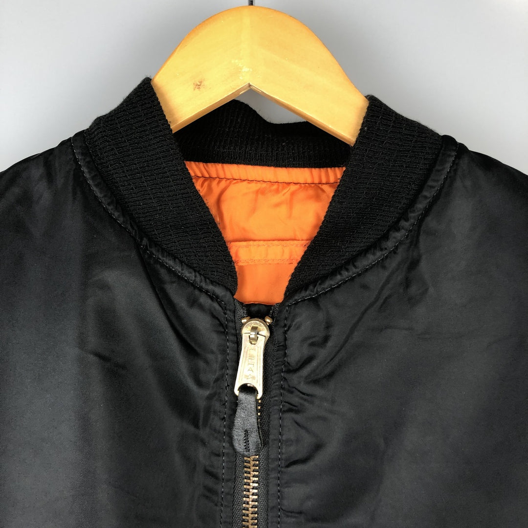 90'S civilian Alpha MA-1 style padded military flight jacket, made in the USA, men's size M, vintage Nylon black type Vintage Second Hand