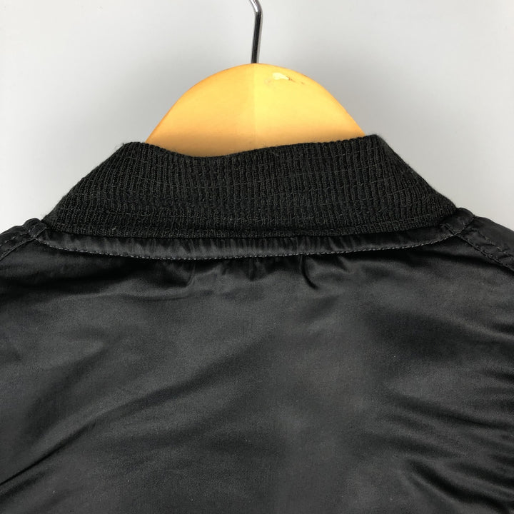 90'S civilian Alpha MA-1 style padded military flight jacket, made in the USA, men's size M, vintage Nylon black type Vintage Second Hand