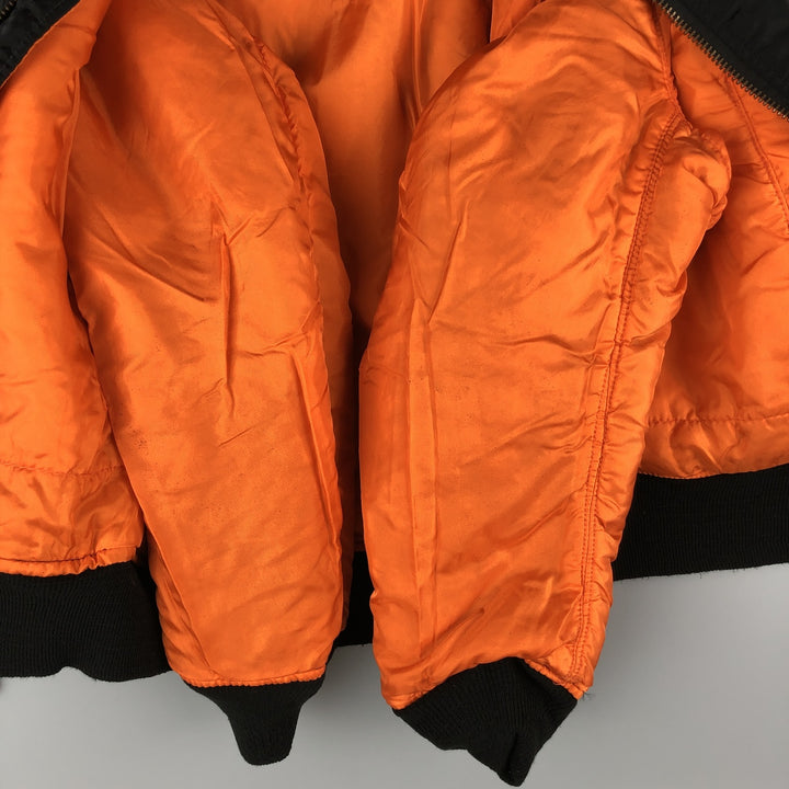 90'S civilian Alpha MA-1 style padded military flight jacket, made in the USA, men's size M, vintage Nylon black type Vintage Second Hand