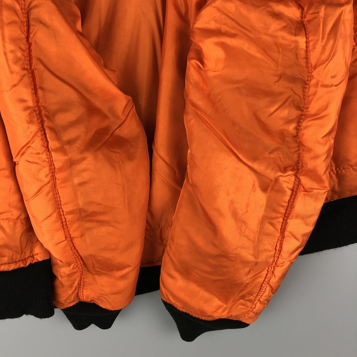 90'S civilian Alpha MA-1 style padded military flight jacket, made in the USA, men's size M, vintage Nylon black type Vintage Second Hand