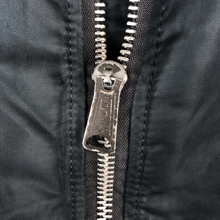 90'S civilian Alpha MA-1 style padded military flight jacket, made in the USA, men's size L, vintage Nylon navy blue type Vintage Second Hand