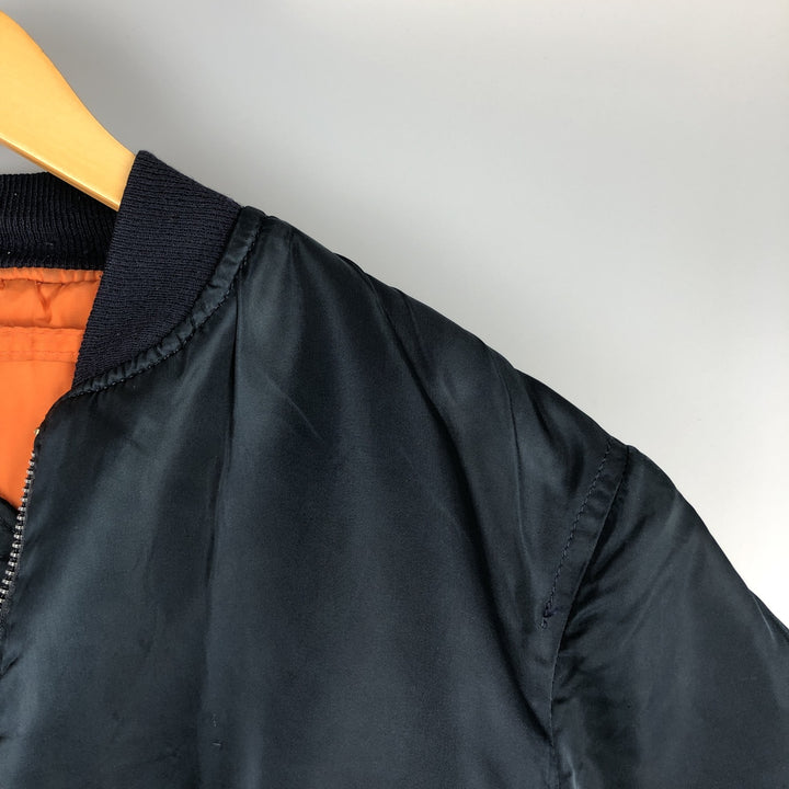 90'S civilian Alpha MA-1 style padded military flight jacket, made in the USA, men's size L, vintage Nylon navy blue type Vintage Second Hand