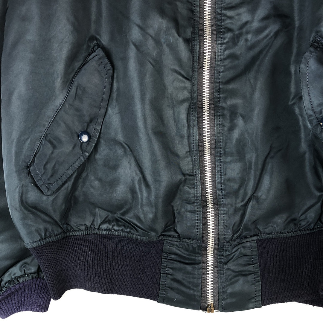 90'S civilian Alpha MA-1 style padded military flight jacket, made in the USA, men's size L, vintage Nylon navy blue type Vintage Second Hand