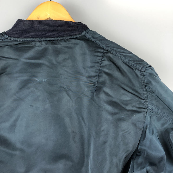 90'S civilian Alpha MA-1 style padded military flight jacket, made in the USA, men's size L, vintage Nylon navy blue type Vintage Second Hand