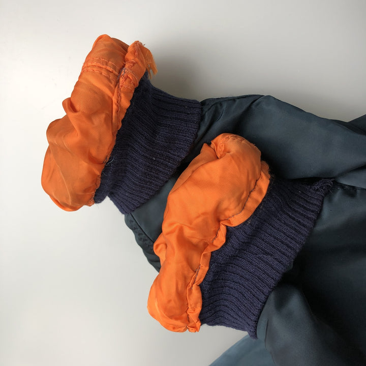 90'S civilian Alpha MA-1 style padded military flight jacket, made in the USA, men's size L, vintage Nylon navy blue type Vintage Second Hand