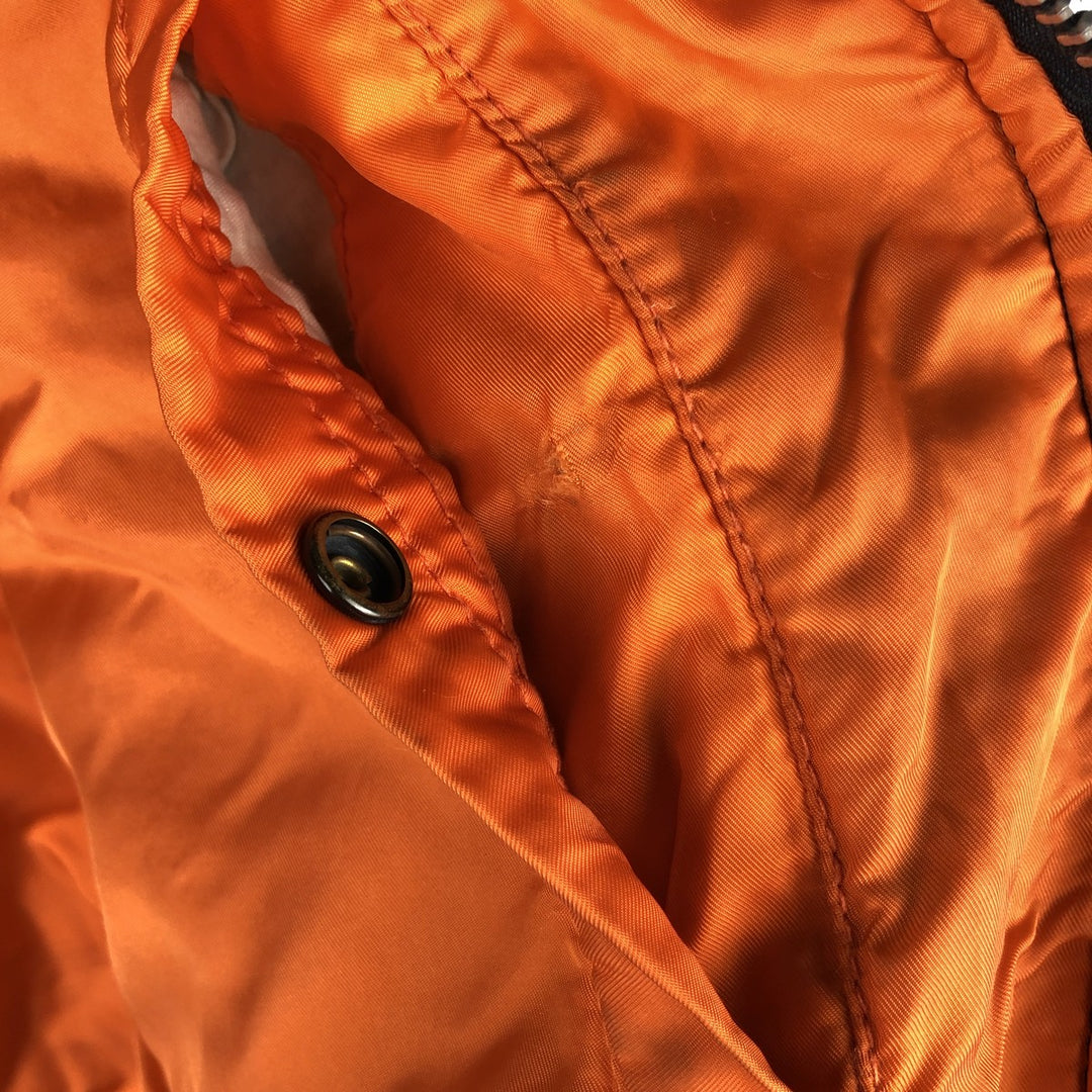 90'S civilian Alpha MA-1 style padded military flight jacket, made in the USA, men's size L, vintage Nylon navy blue type Vintage Second Hand