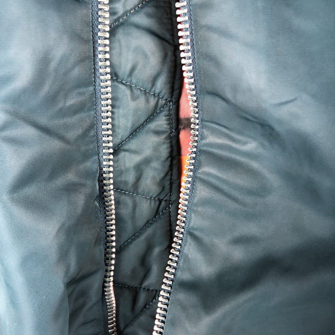 Civilian Alpha MA-1 type padded military flight jacket, men's XL size Nylon Khaki type Vintage Second Hand