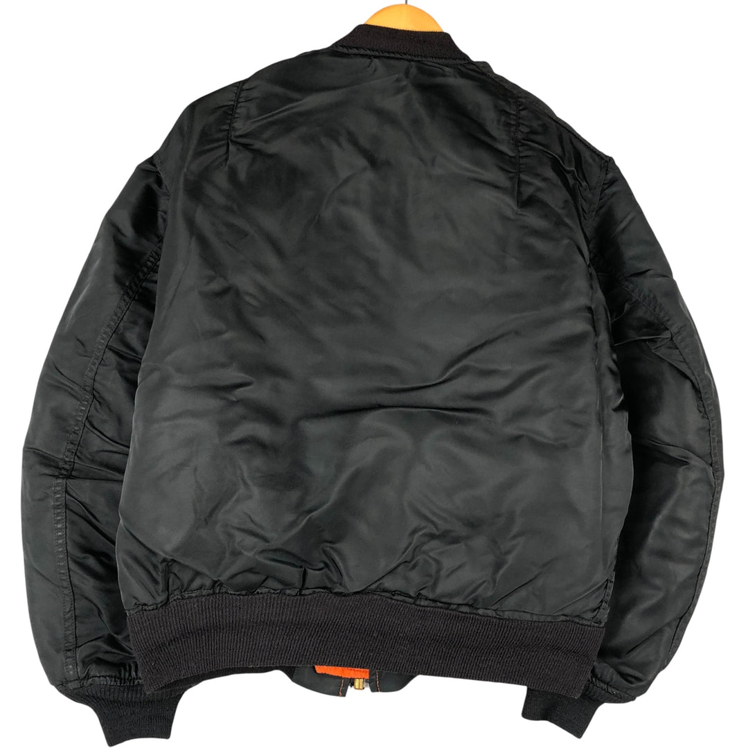 Civilian MA-1 style padded military flight jacket, made in the USA, men's size L Nylon black type Vintage Second Hand