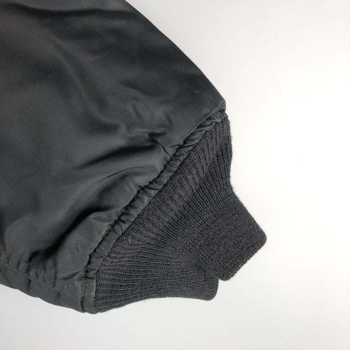 Civilian MA-1 style padded military flight jacket, made in the USA, men's size L Nylon black type Vintage Second Hand
