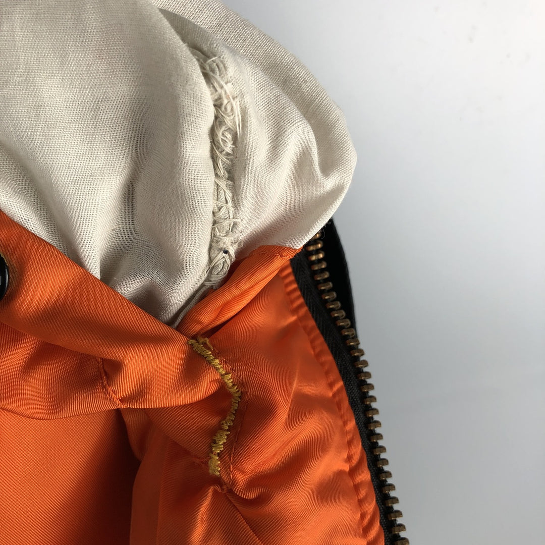 Civilian MA-1 style padded military flight jacket, made in the USA, men's size L Nylon black type Vintage Second Hand