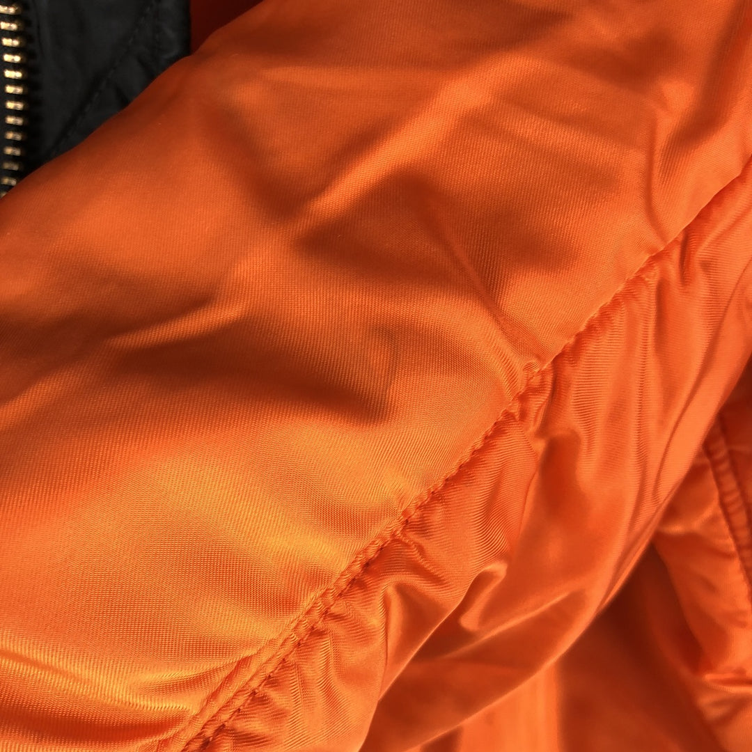 Civilian MA-1 style padded military flight jacket, made in the USA, men's size L Nylon black type Vintage Second Hand