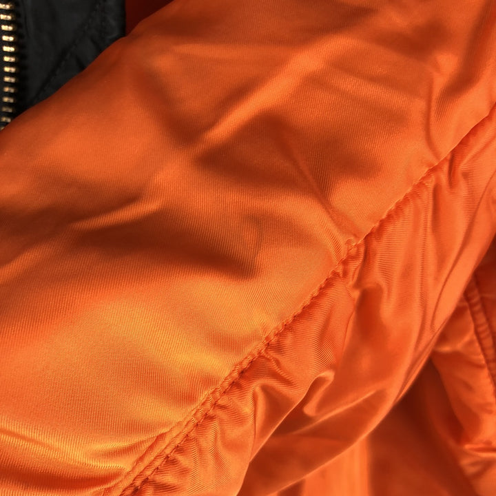 Civilian MA-1 style padded military flight jacket, made in the USA, men's size L Nylon black type Vintage Second Hand