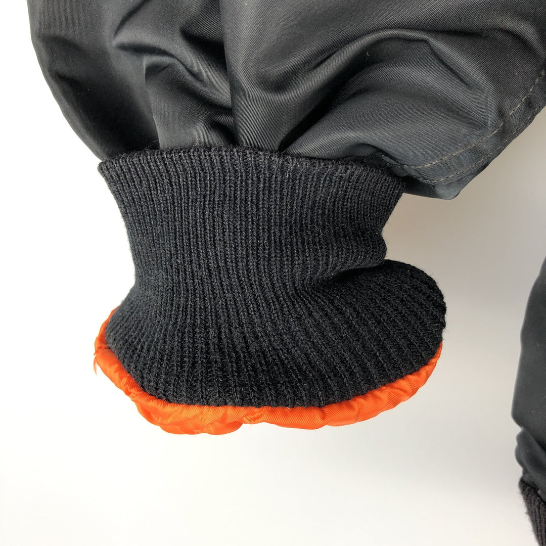 Civilian MA-1 style padded military flight jacket, made in the USA, men's size L Nylon black type Vintage Second Hand