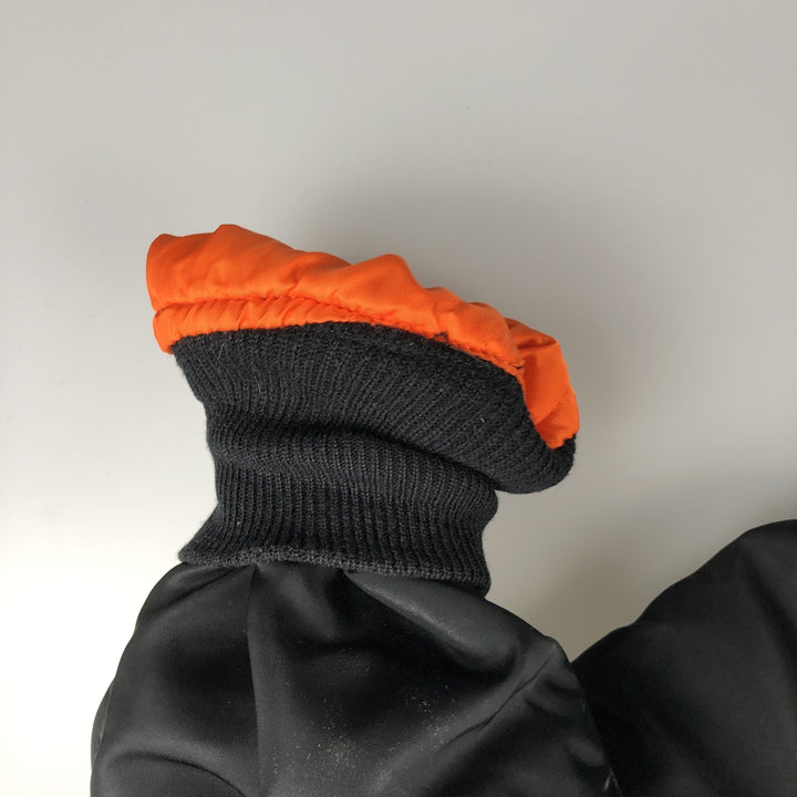 Civilian MA-1 style padded military flight jacket, made in the USA, men's size L Nylon black type Vintage Second Hand