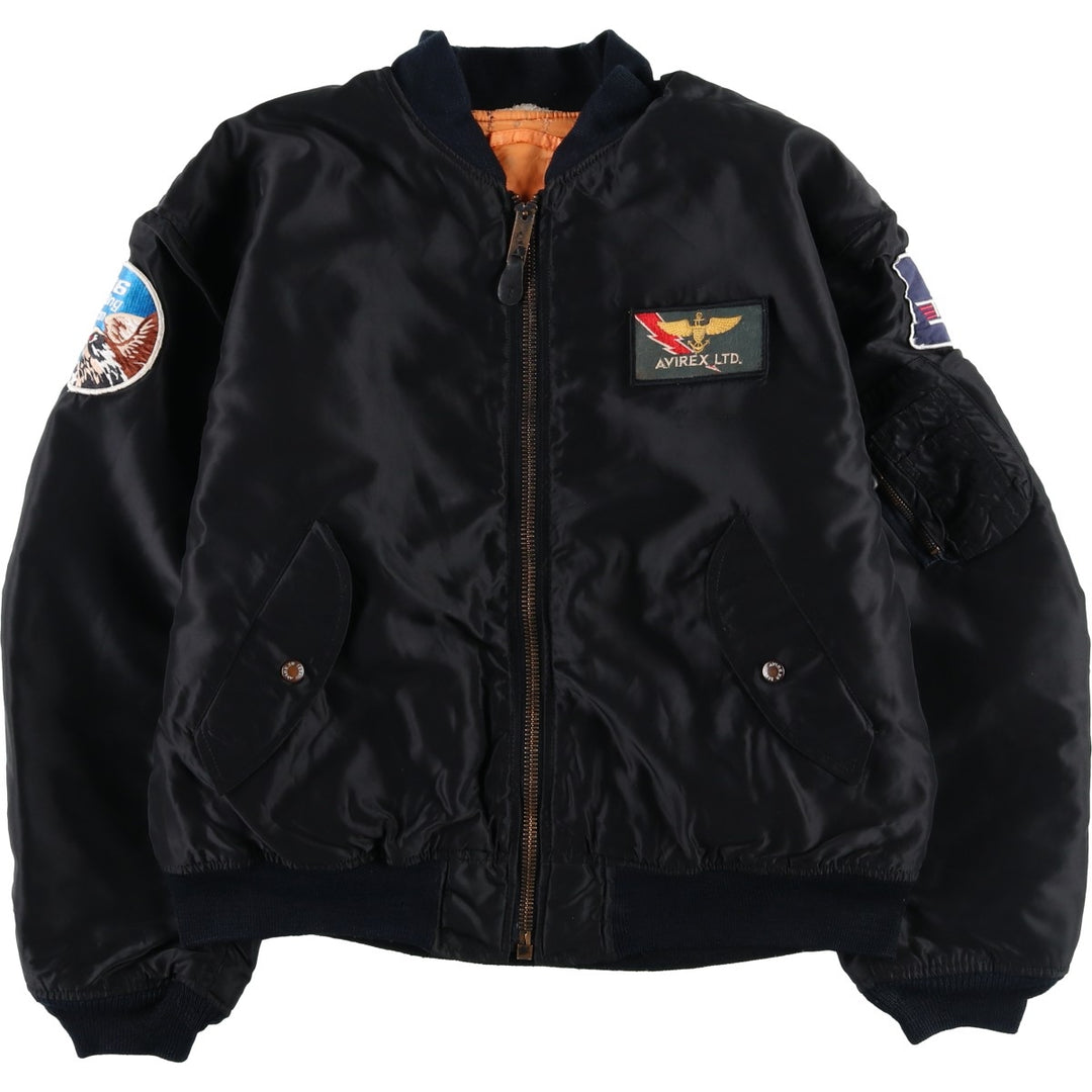 Civilian Avirex MA-1 Pin-Up Girl Padded Military Flight Jacket, Men's Size L Nylon black type Vintage Second Hand