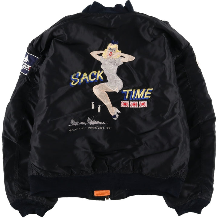 Civilian Avirex MA-1 Pin-Up Girl Padded Military Flight Jacket, Men's Size L Nylon black type Vintage Second Hand