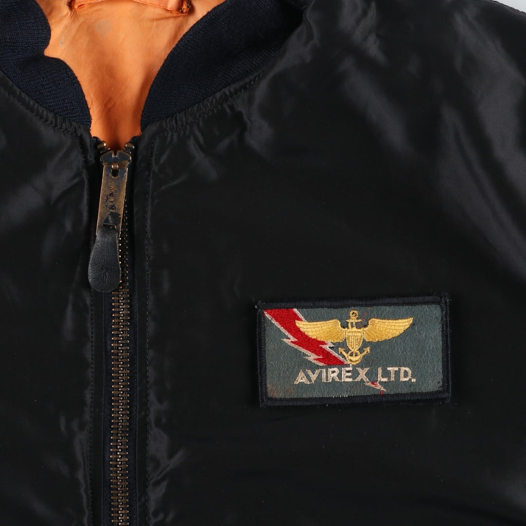 Civilian Avirex MA-1 Pin-Up Girl Padded Military Flight Jacket, Men's Size L Nylon black type Vintage Second Hand