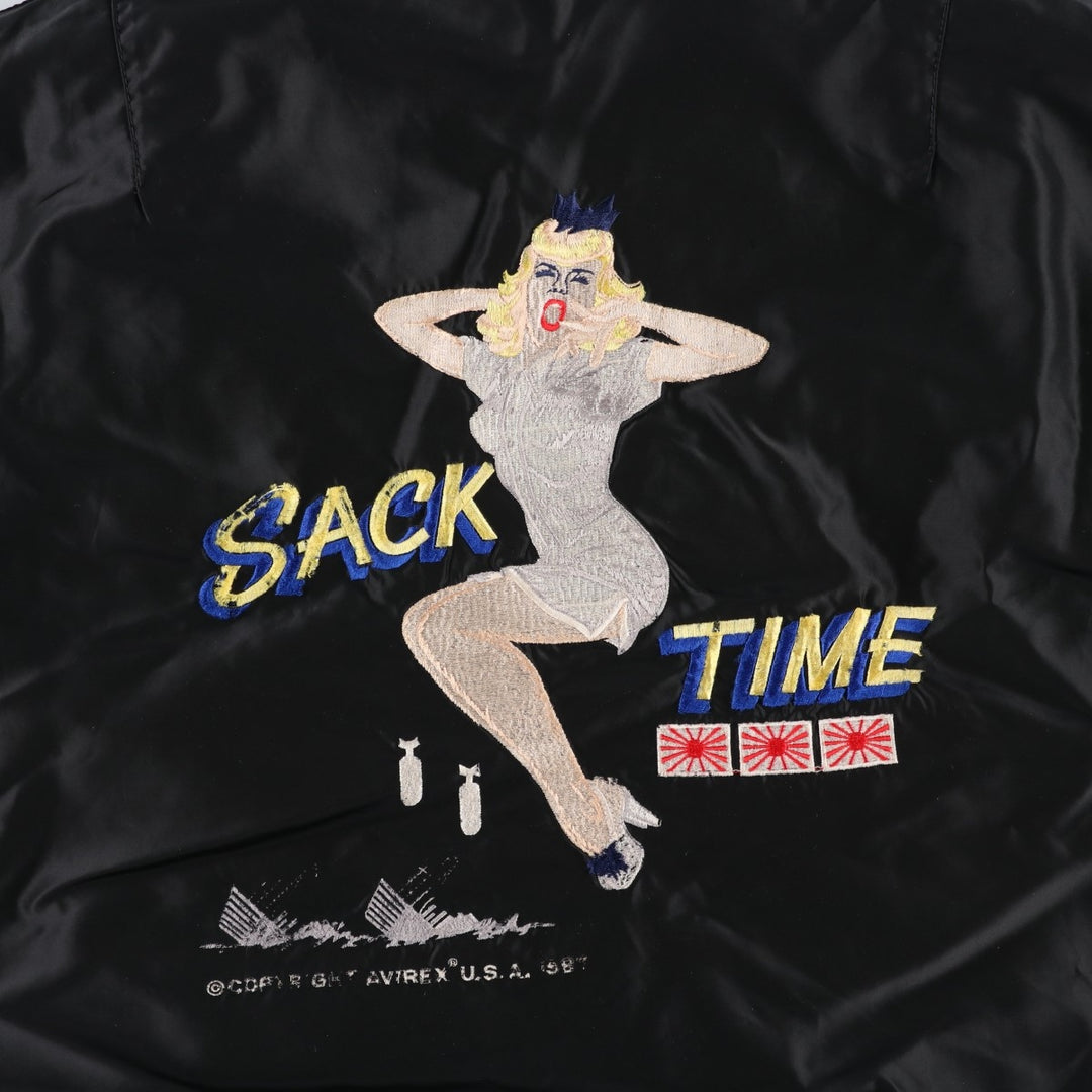 Civilian Avirex MA-1 Pin-Up Girl Padded Military Flight Jacket, Men's Size L Nylon black type Vintage Second Hand