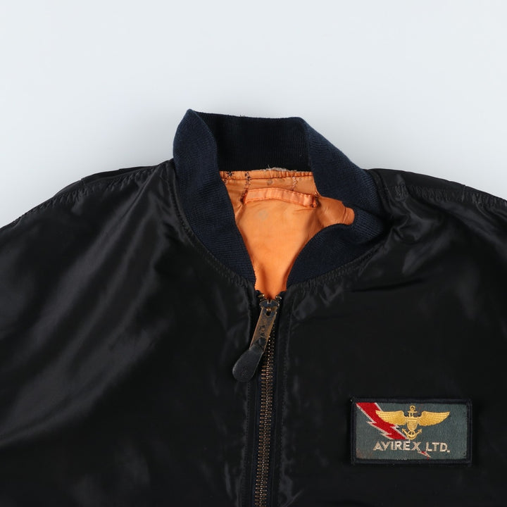 Civilian Avirex MA-1 Pin-Up Girl Padded Military Flight Jacket, Men's Size L Nylon black type Vintage Second Hand