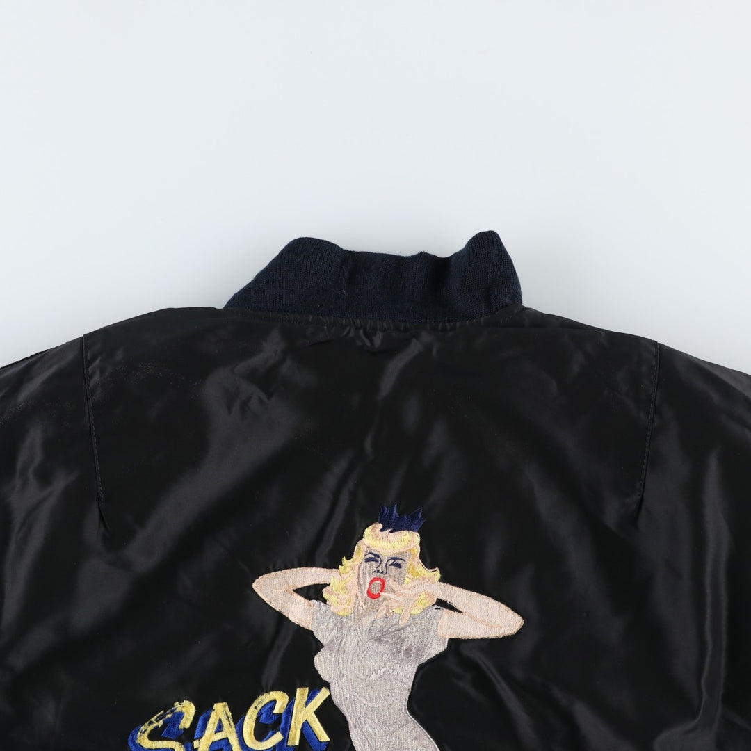 Civilian Avirex MA-1 Pin-Up Girl Padded Military Flight Jacket, Men's Size L Nylon black type Vintage Second Hand