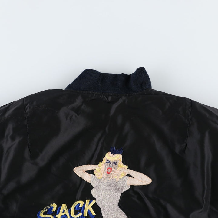 Civilian Avirex MA-1 Pin-Up Girl Padded Military Flight Jacket, Men's Size L Nylon black type Vintage Second Hand