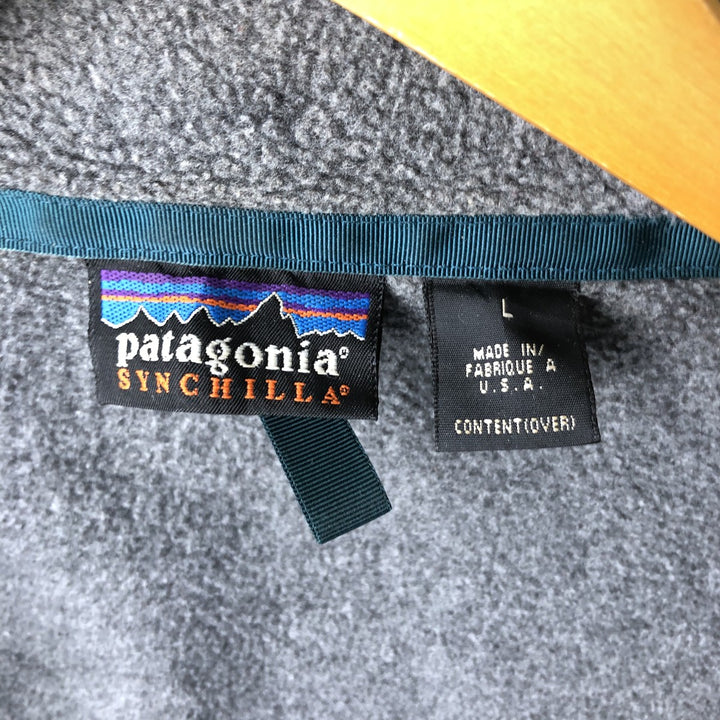 90'S Patagonia Synchilla Fleece Jacket (25410F96), Made in USA, Men's Size L, Vintage polyester gray type Vintage Second Hand