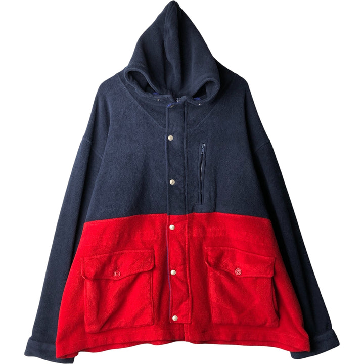 Ralph Lauren POLO SPORT fleece full-zip hoodie, made in the USA, men's size XXL polyester navy blue type Vintage Second Hand