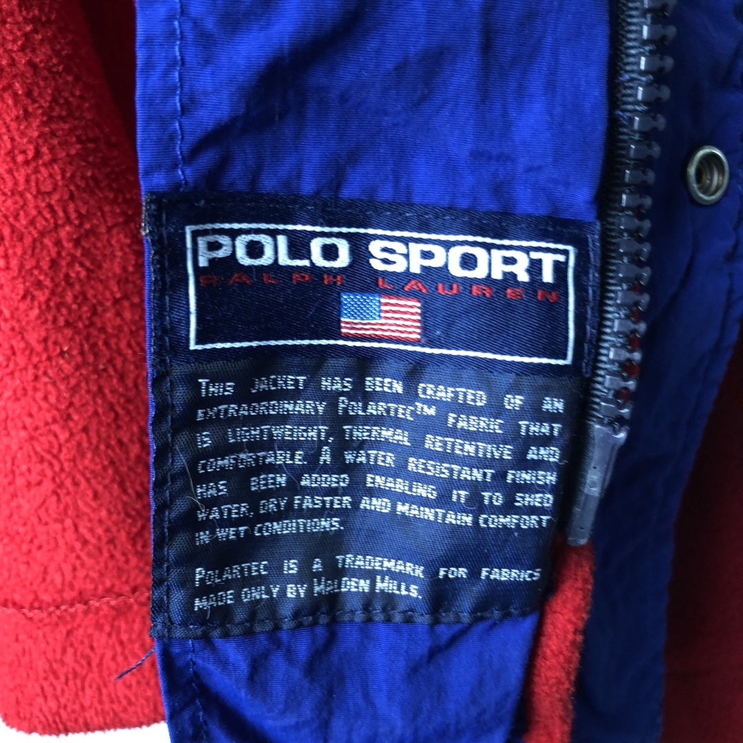 Ralph Lauren POLO SPORT fleece full-zip hoodie, made in the USA, men's size XXL polyester navy blue type Vintage Second Hand