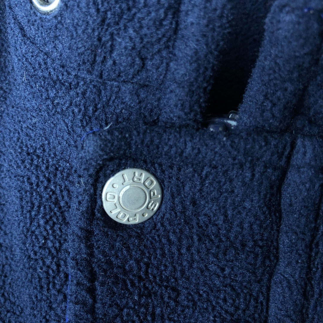 Ralph Lauren POLO SPORT fleece full-zip hoodie, made in the USA, men's size XXL polyester navy blue type Vintage Second Hand
