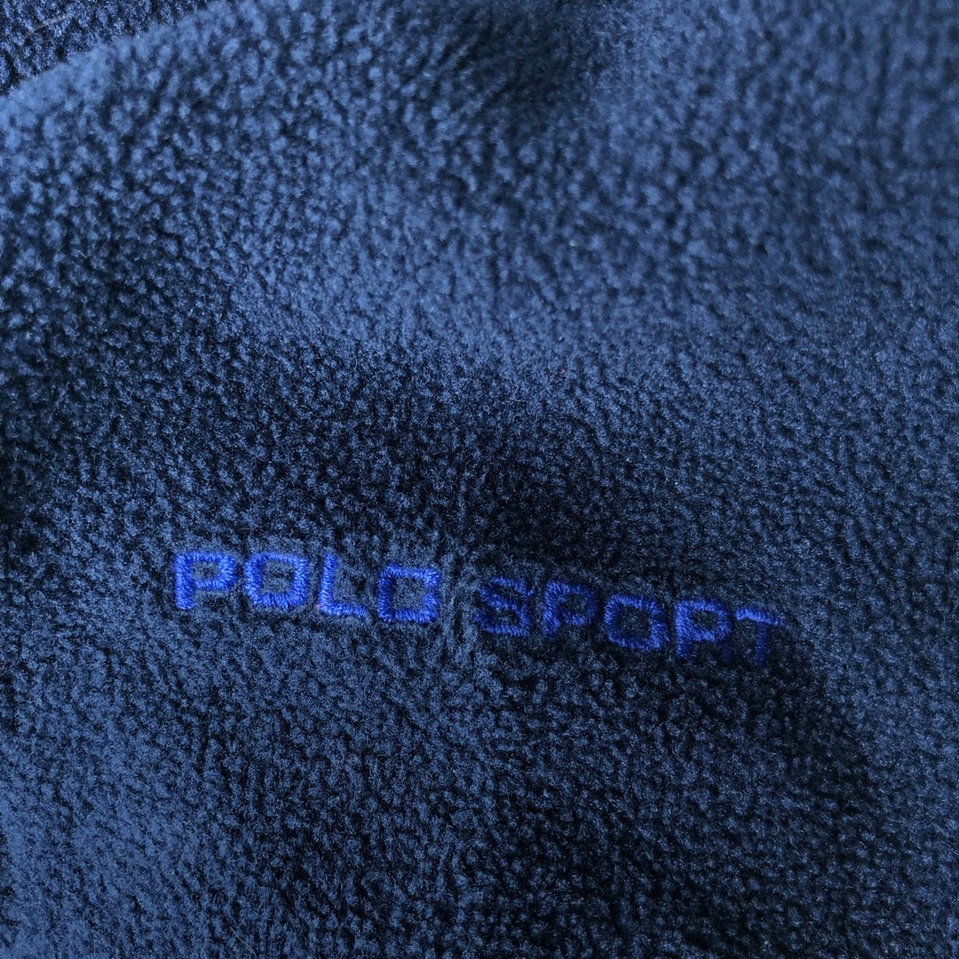 Ralph Lauren POLO SPORT fleece full-zip hoodie, made in the USA, men's size XXL polyester navy blue type Vintage Second Hand