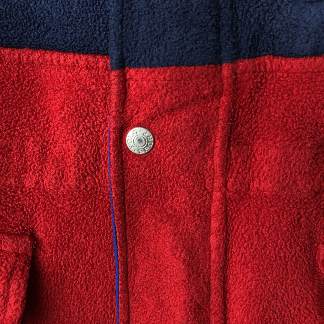 Ralph Lauren POLO SPORT fleece full-zip hoodie, made in the USA, men's size XXL polyester navy blue type Vintage Second Hand