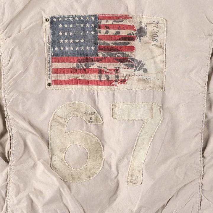 2000'S Ralph Lauren Polo Jeans Company Stars and Stripes Motorcycle Jacket, Men's Size L cotton Beige type Vintage Second Hand