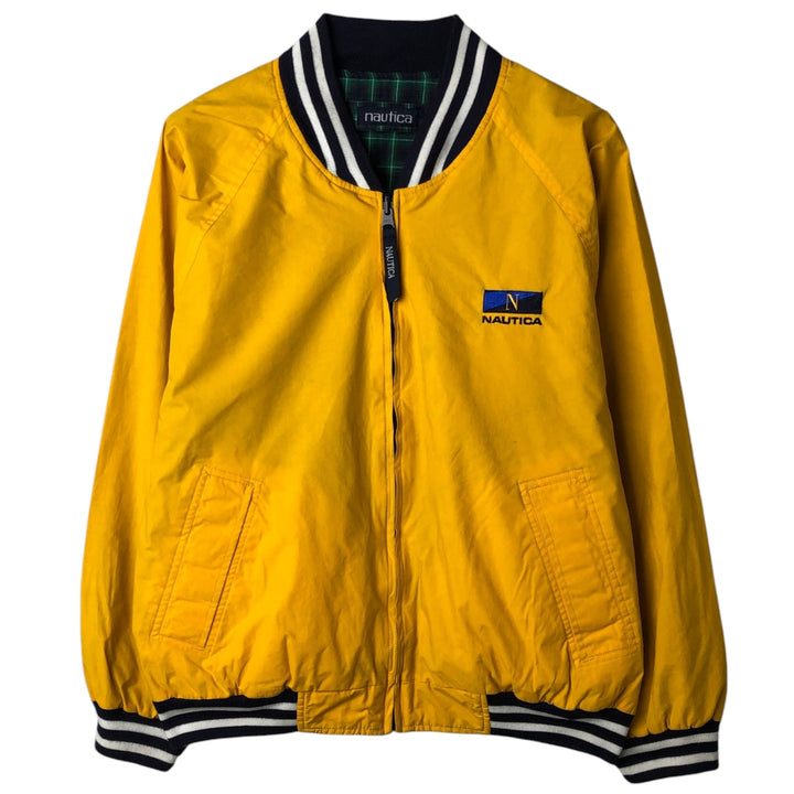Vintage 90'S Nautica Check Pattern Reversible Cotton Blouson, Men's Size Small cotton yellow type Vintage Second Hand