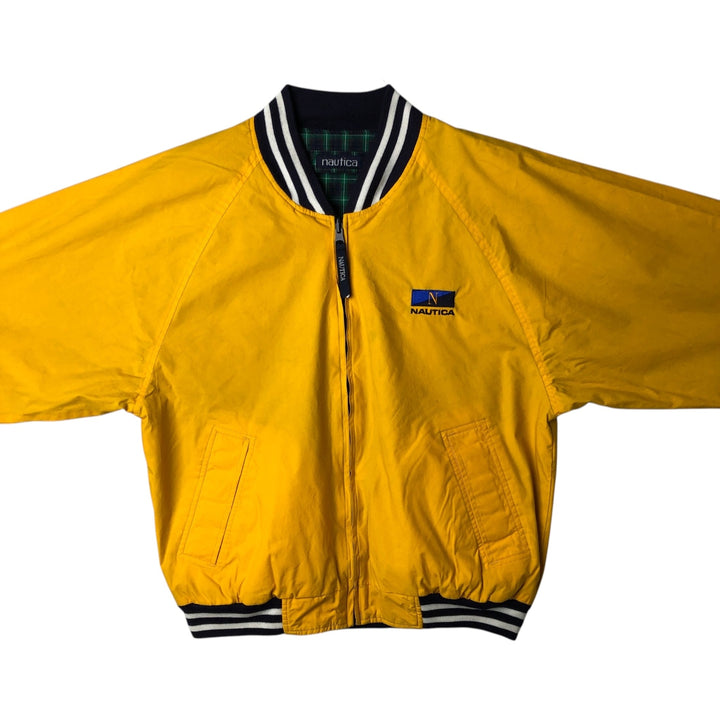 Vintage 90'S Nautica Check Pattern Reversible Cotton Blouson, Men's Size Small cotton yellow type Vintage Second Hand