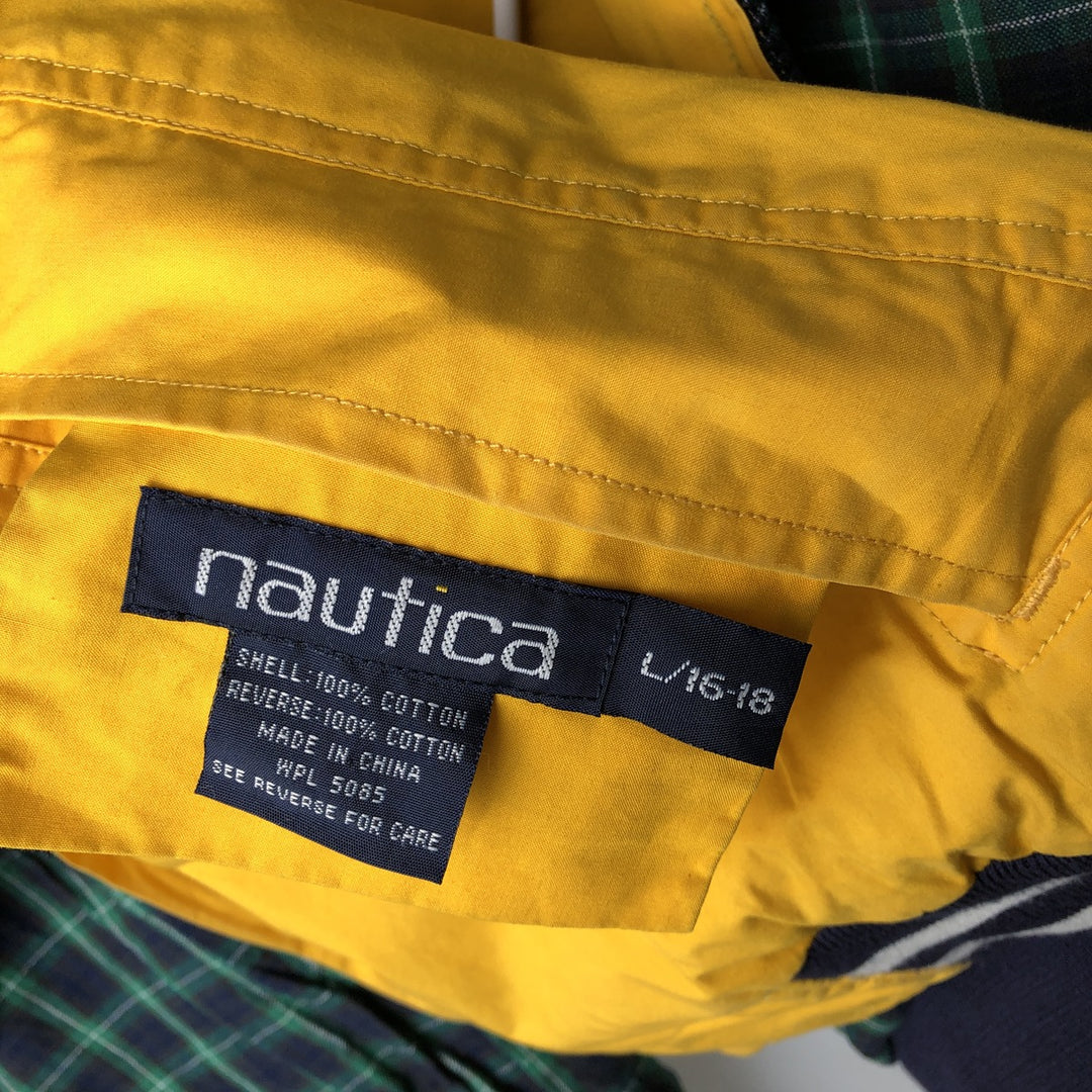 Vintage 90'S Nautica Check Pattern Reversible Cotton Blouson, Men's Size Small cotton yellow type Vintage Second Hand